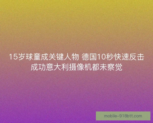 15岁球童成关键人物 德国10秒快速反击成功意大利摄像机都未察觉