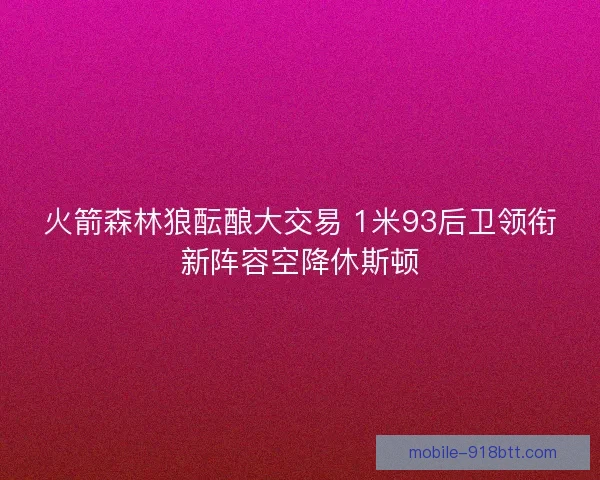 火箭森林狼酝酿大交易 1米93后卫领衔新阵容空降休斯顿